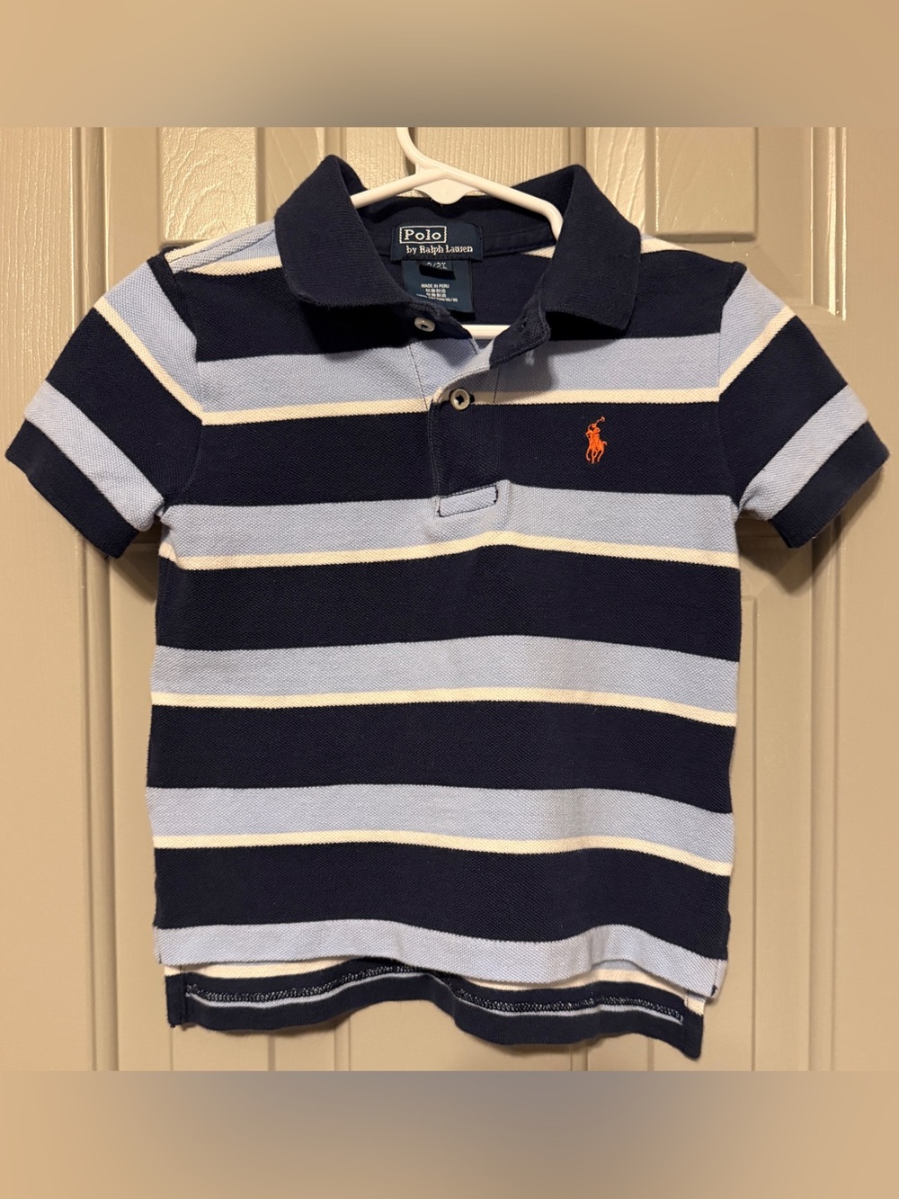 Polo Ralph Lauren Boys Navy and White Striped Polo Shirt Size 2T